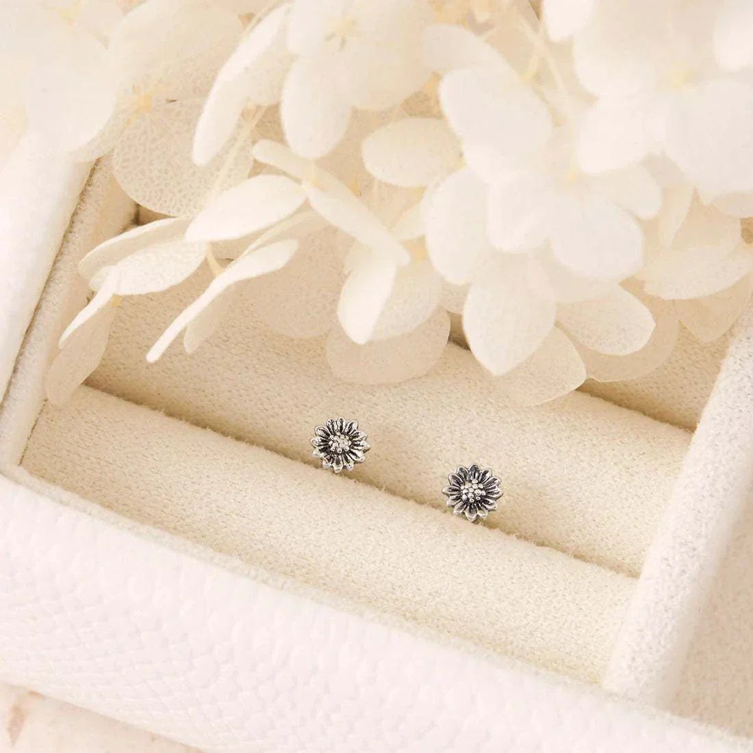 Midsummer Star Tiny Sunflower Studs Silver