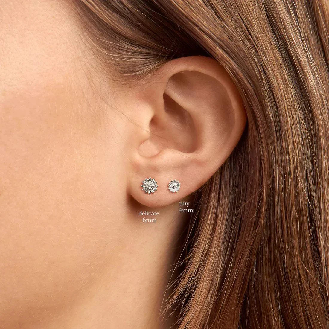 Midsummer Star Tiny Sunflower Studs Silver