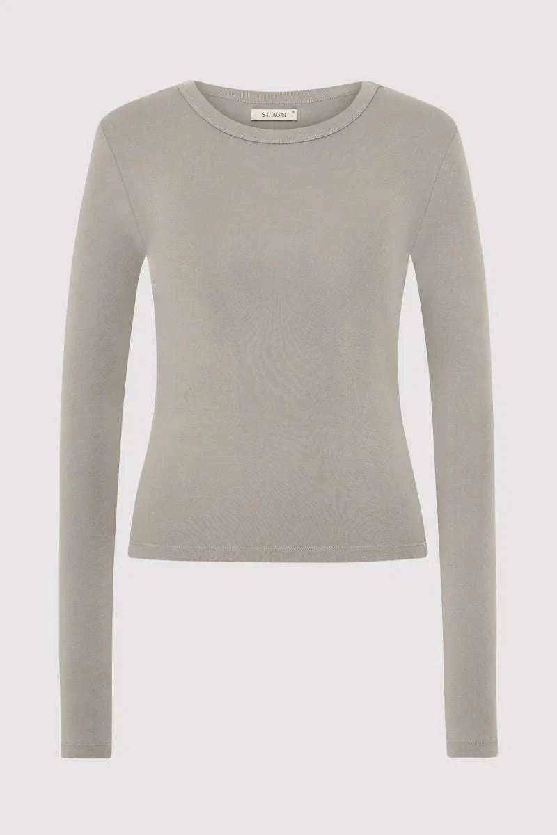 St Agni Organic Cotton Long Sleeve Top Slate