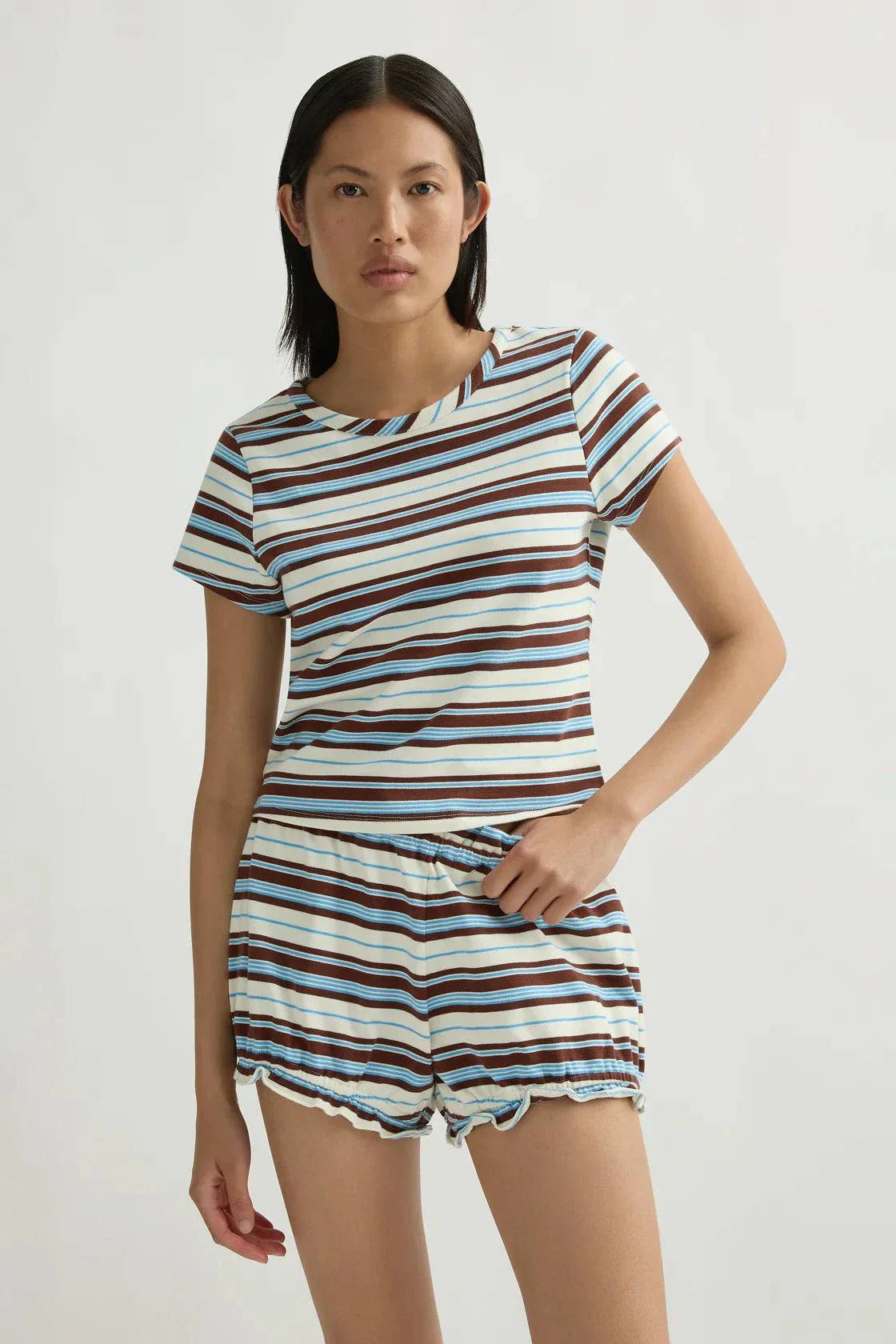 Posse Nadine Tee Chocolate Multi Stripe