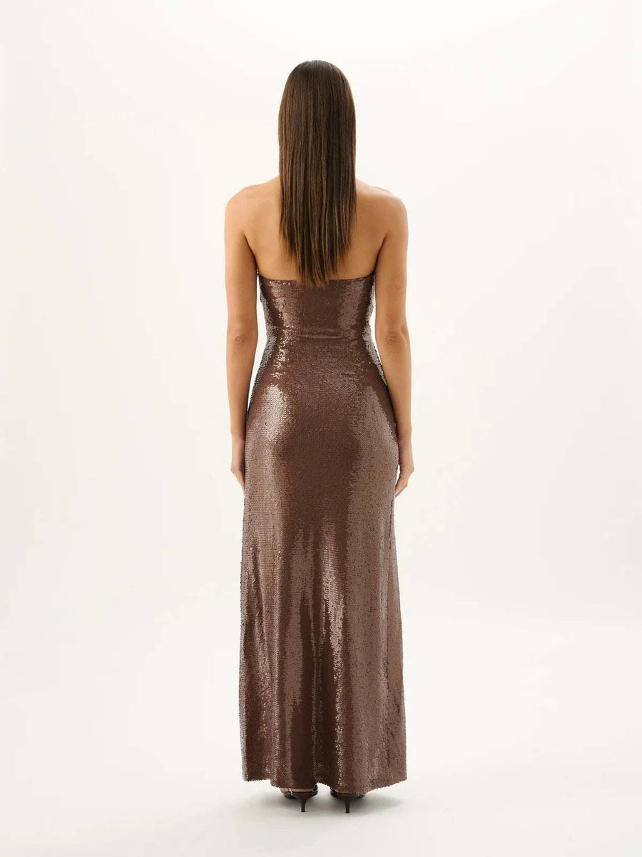 Roame Coco Sequin Dress Mocha