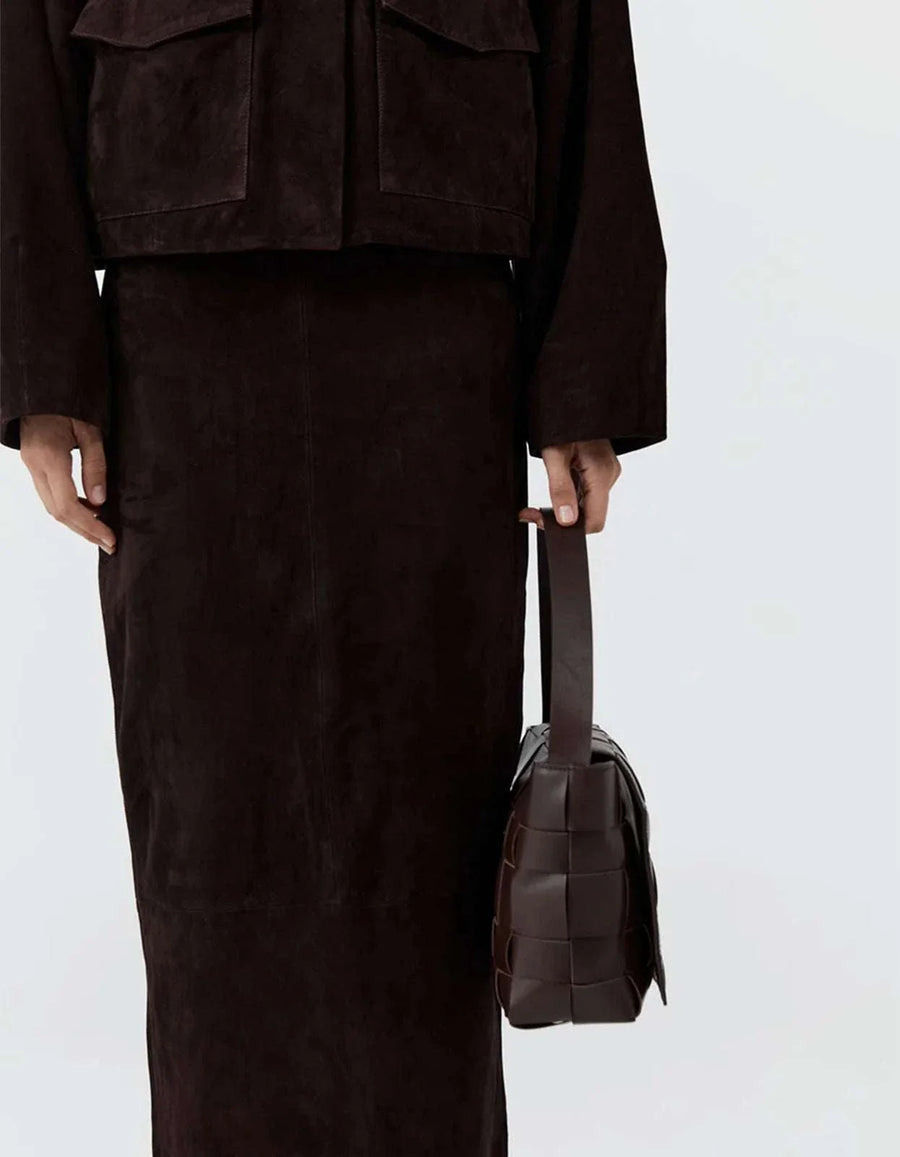 St Agni Woven Envelope Mini Chocolate