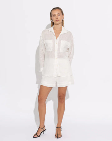 Sara Fox Francesca Linen Short White