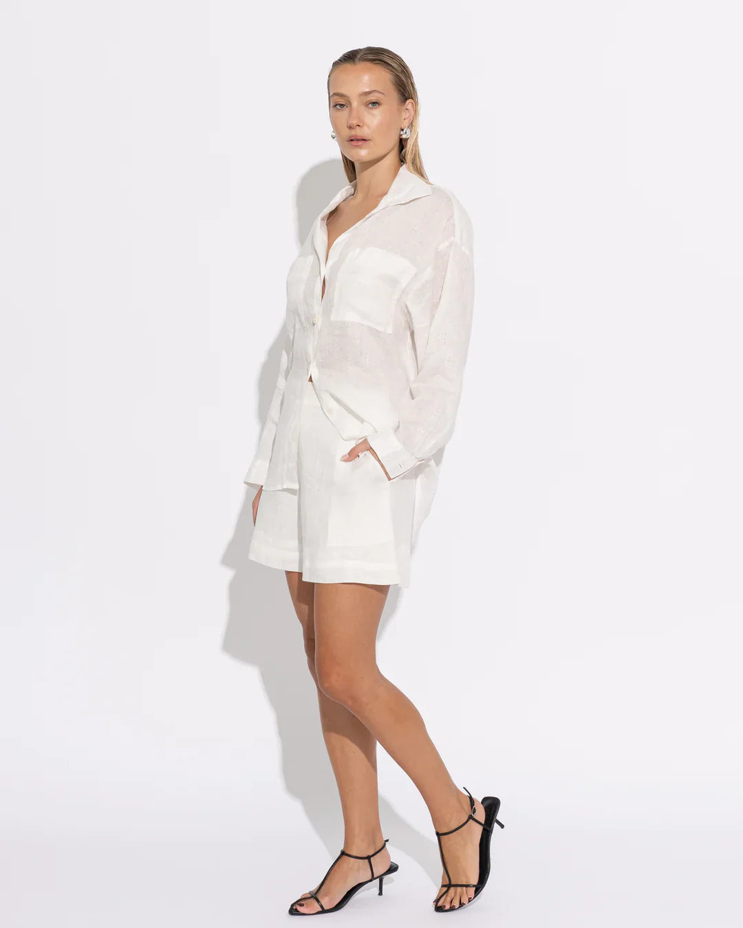 Sara Fox Francesca Linen Short White