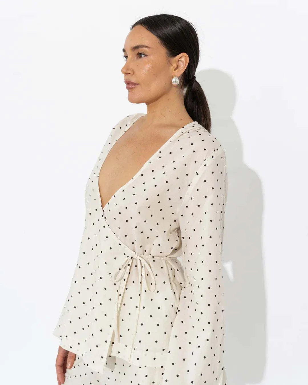 Sara Fox Sedona Wrap Top Vanilla Polka dot