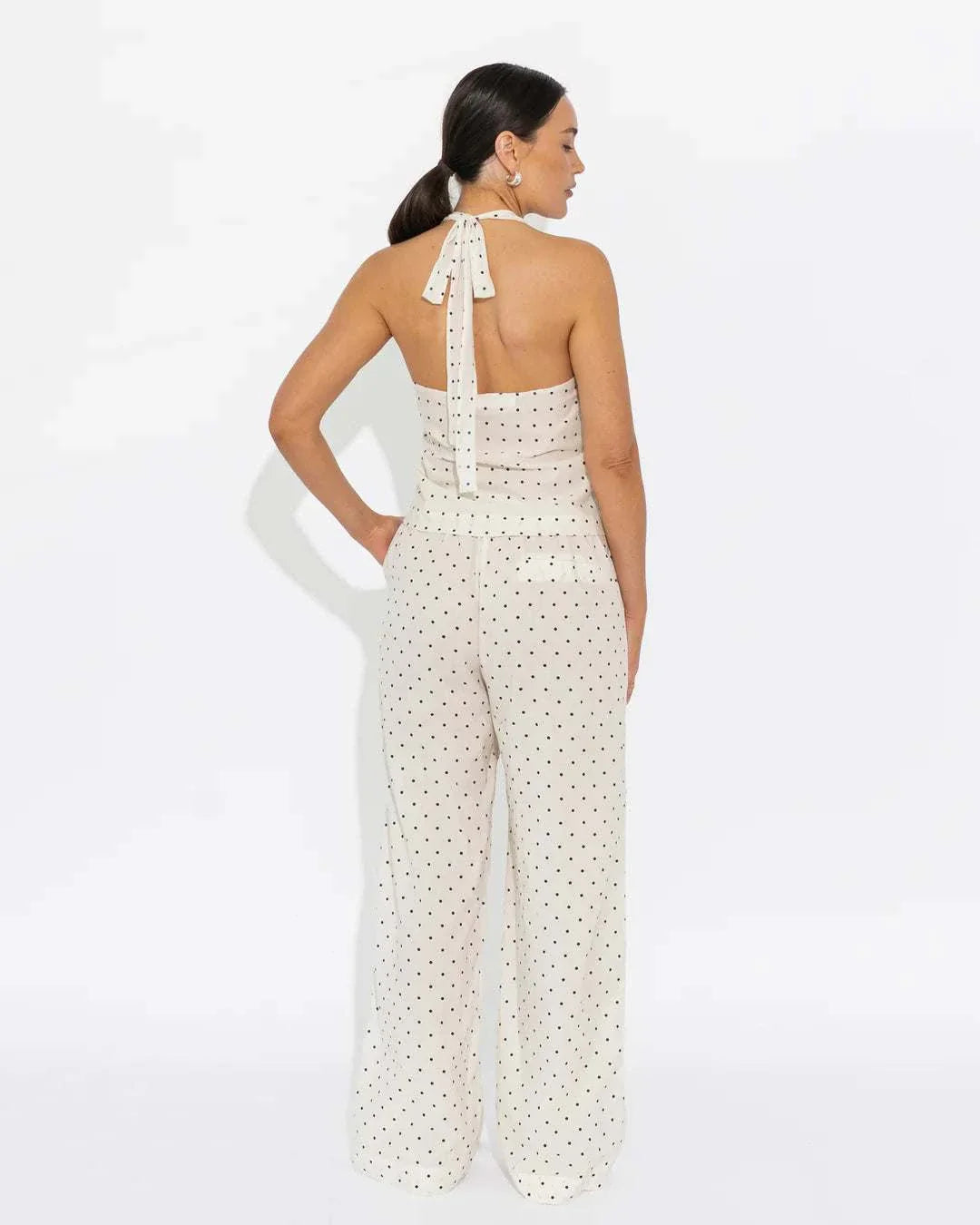 Sara Fox Sedona Halter Top Vanilla Black Polka