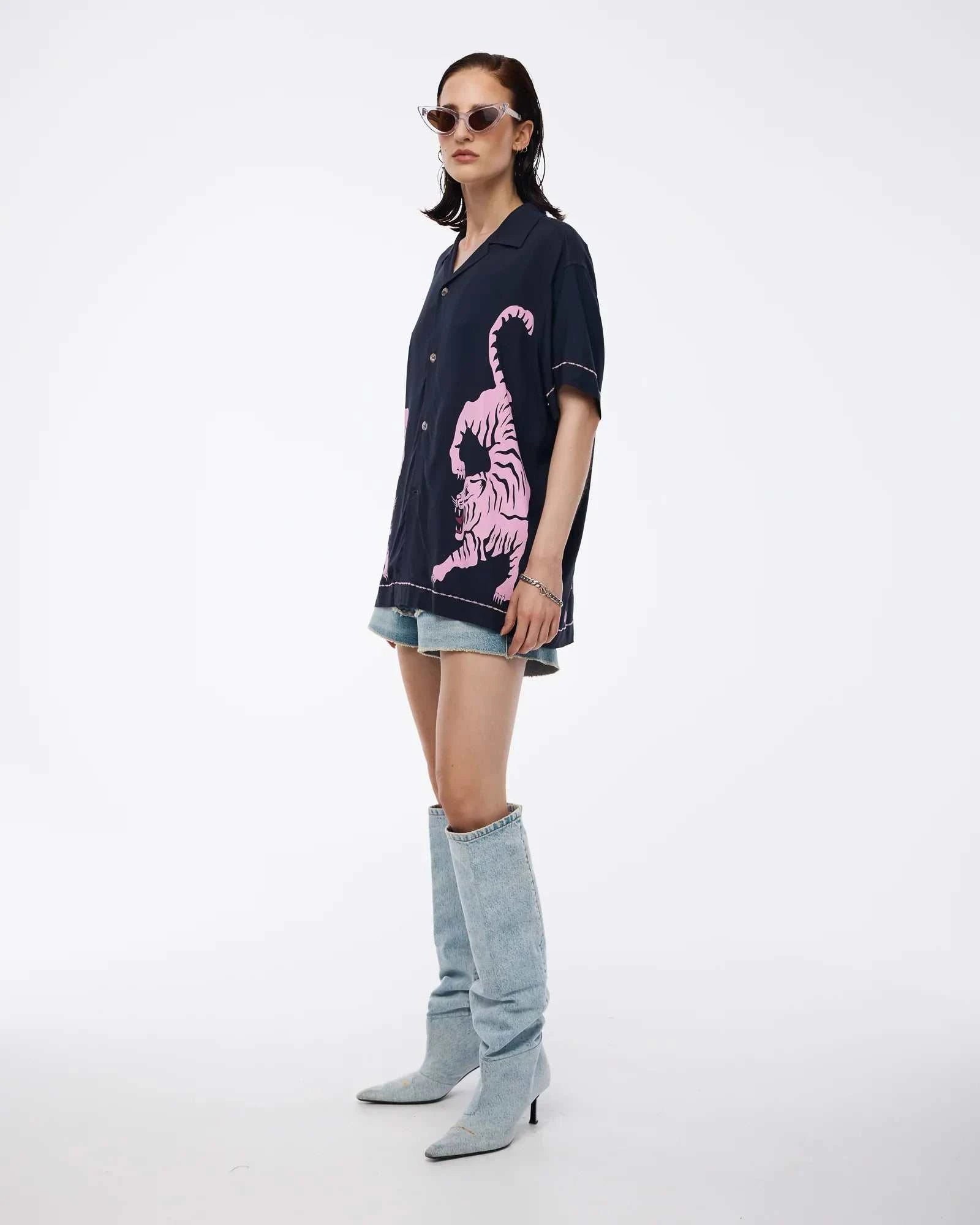 The Tales Crouching Tiger Camp Shirt Midnight