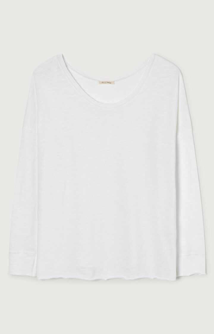 American Vintage Womens Sonoma LS T Shirt White Boat Neck