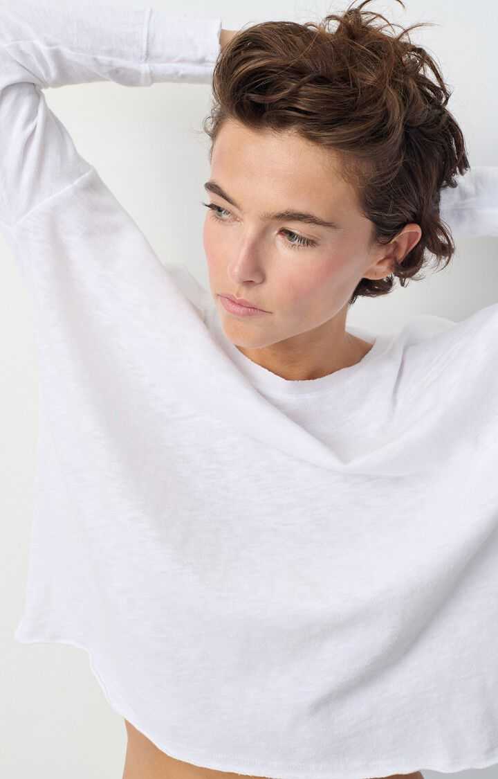 American Vintage Womens Sonoma LS T Shirt White Boat Neck