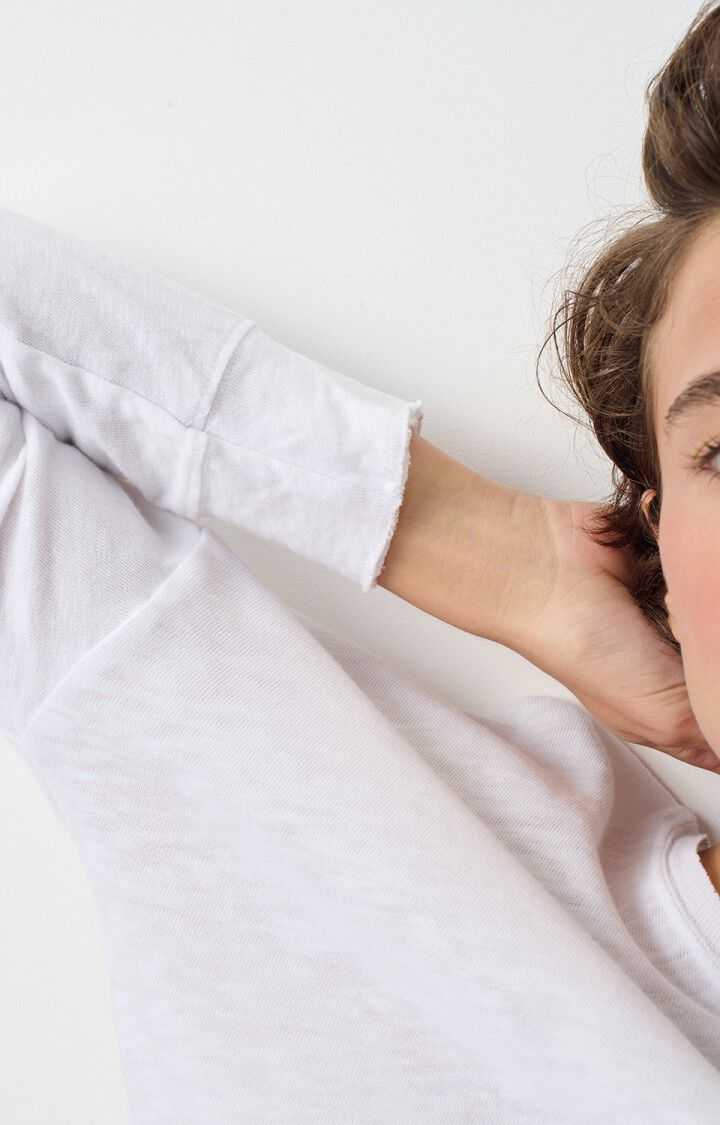 American Vintage Womens Sonoma LS T Shirt White Boat Neck