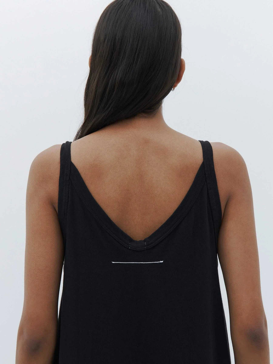 Bassike V Neck Jersey Slip Dress Black