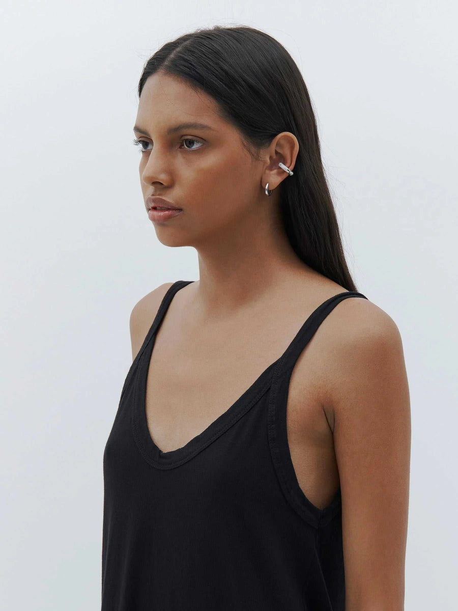 Bassike V Neck Jersey Slip Dress Black