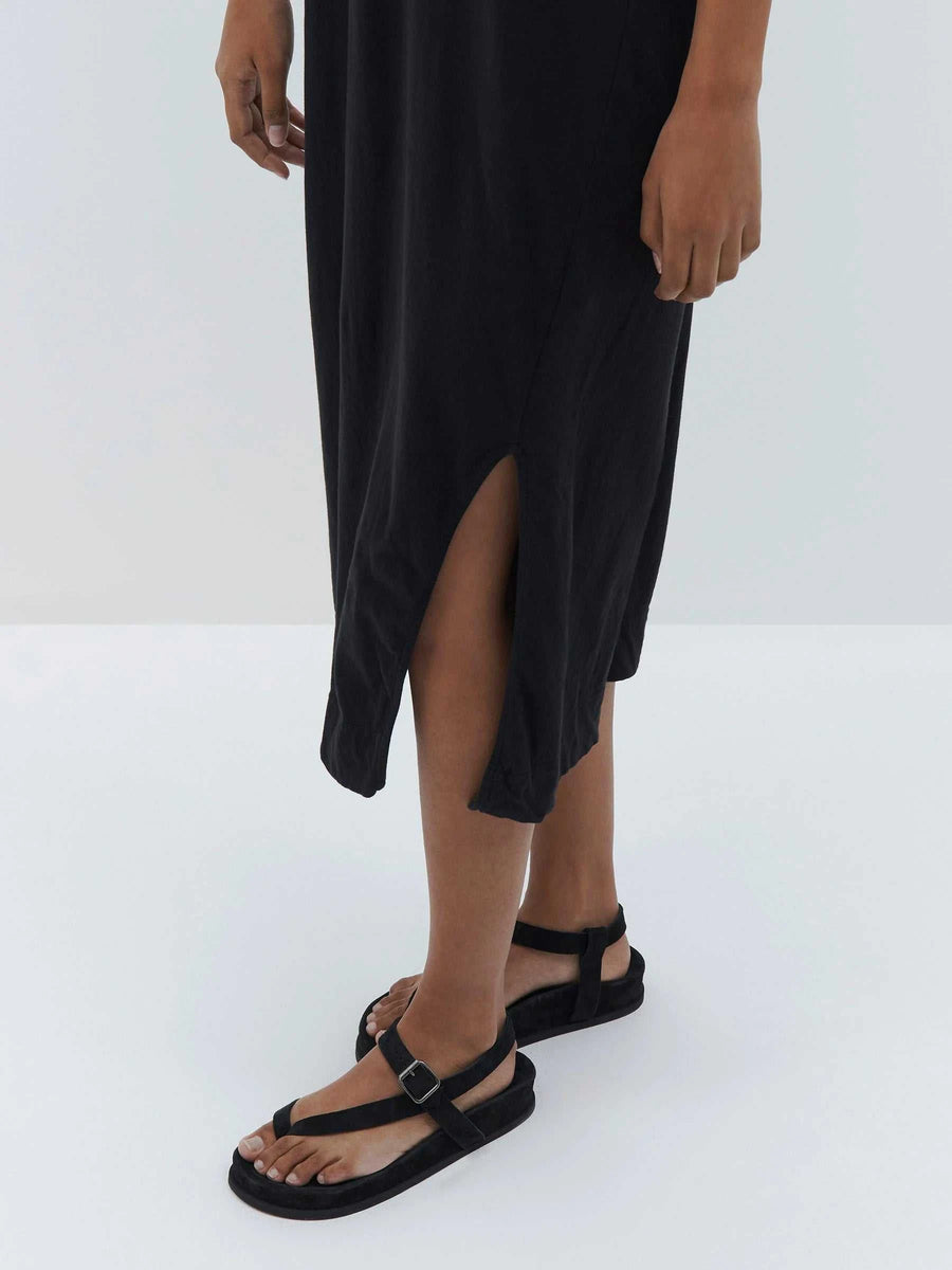 Bassike V Neck Jersey Slip Dress Black