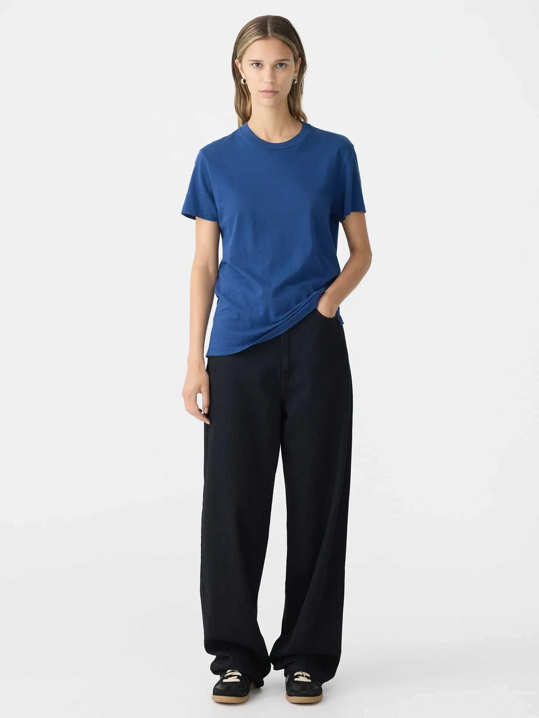 Bassike Regular Classic Short Sleeve T Shirt Washed Ink