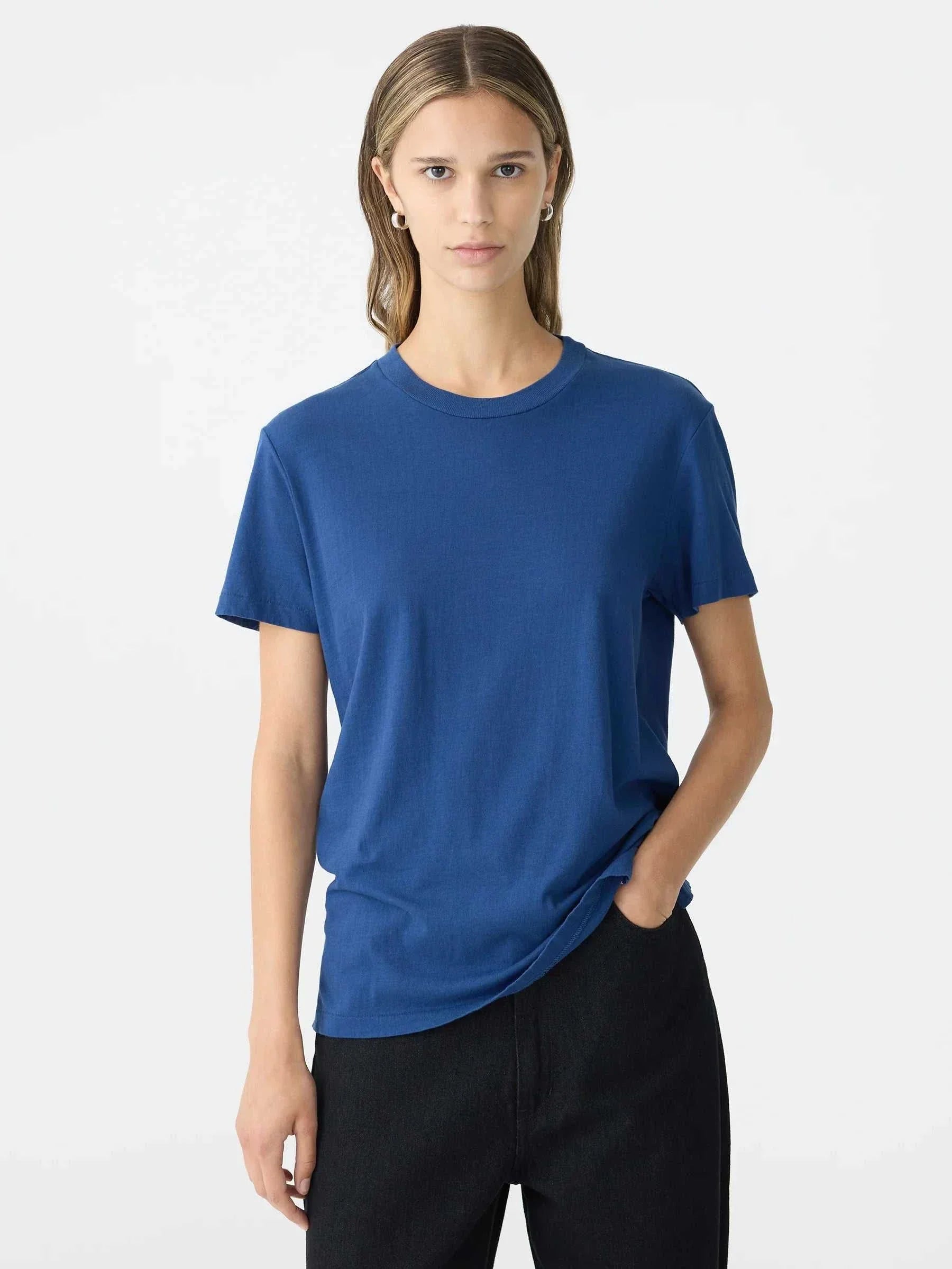 Bassike Regular Classic Short Sleeve T Shirt Washed Ink