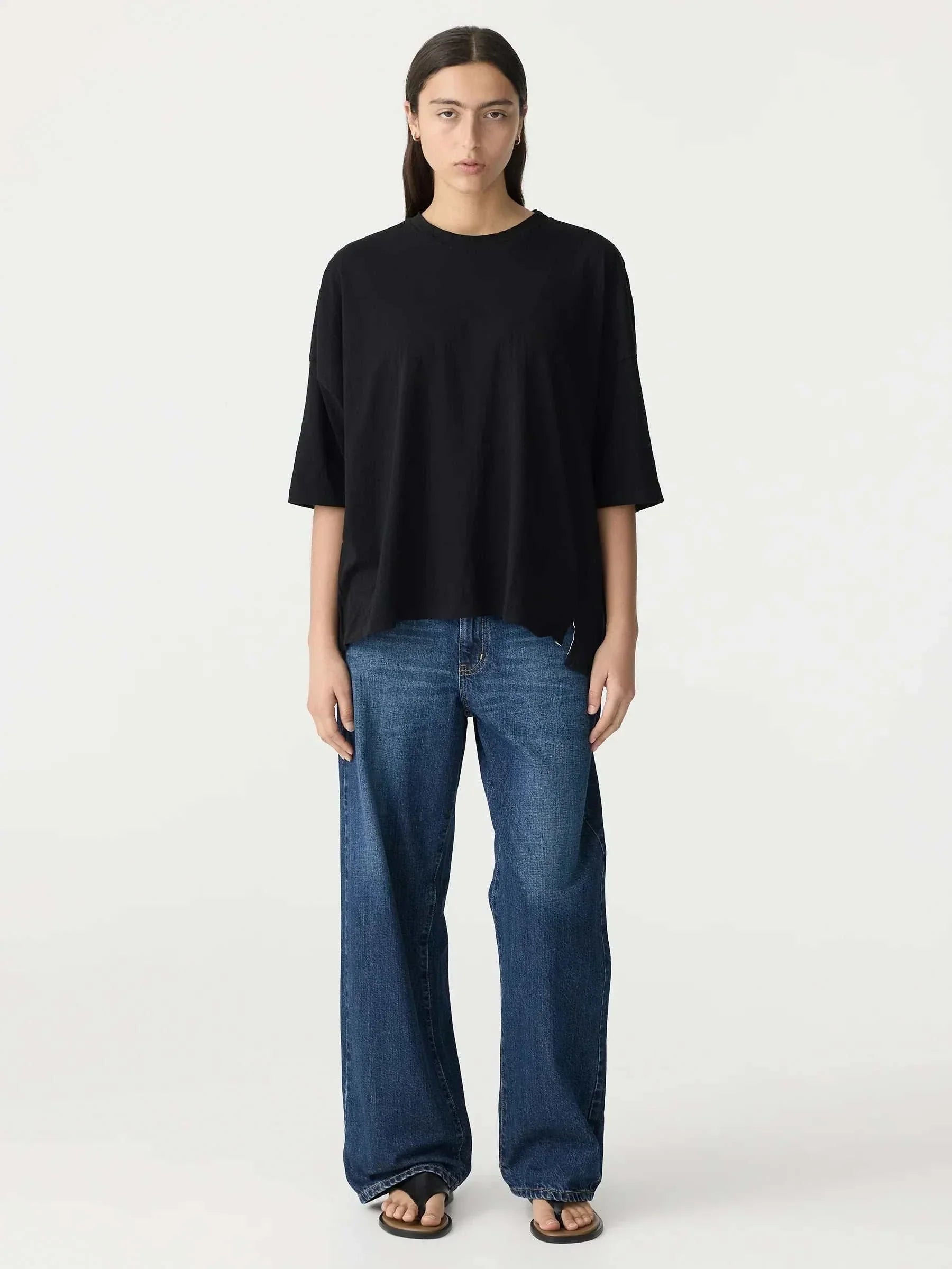 Bassike Slouch Side Step T Shirt Black