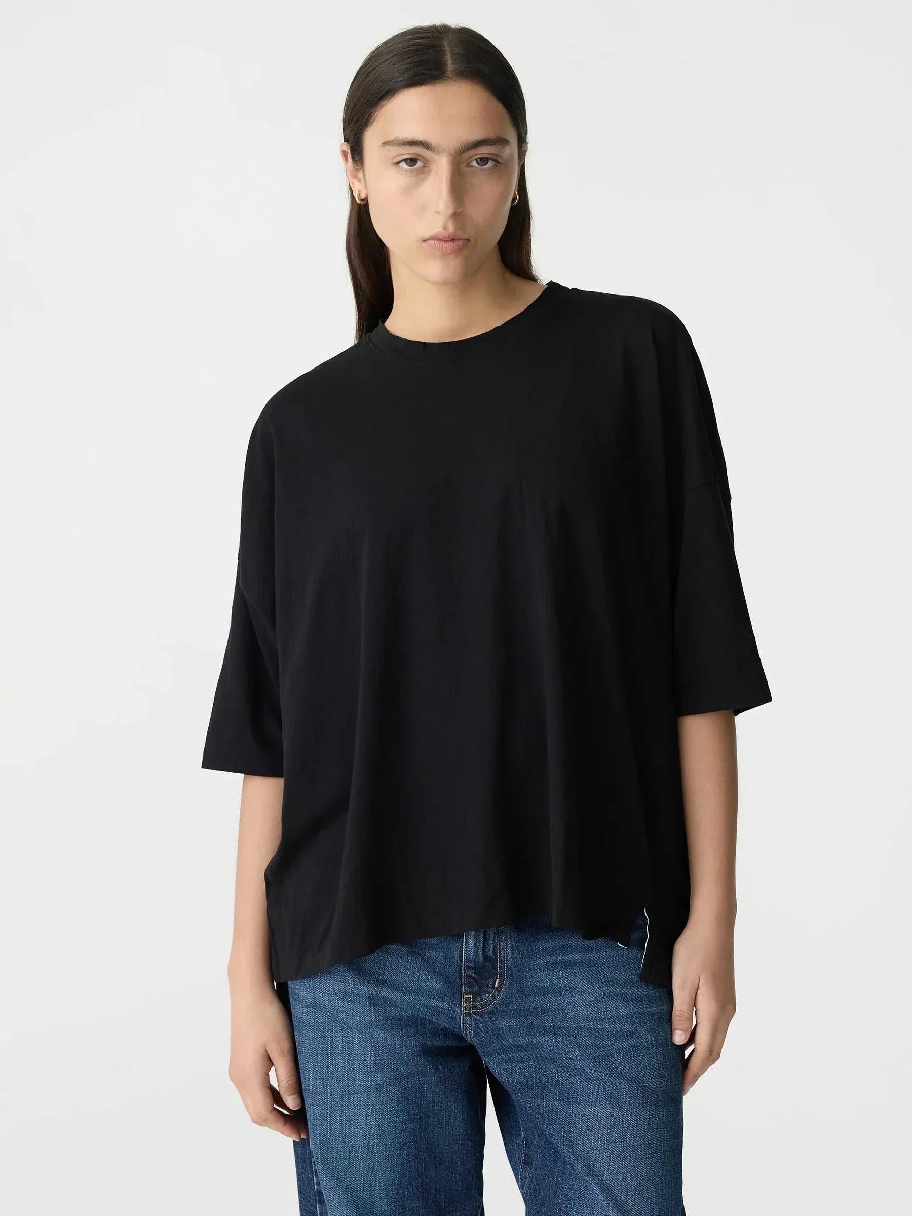Bassike Slouch Side Step T Shirt Black