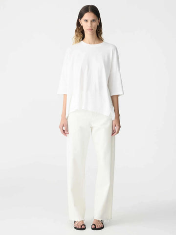Bassike Slouch Side Step Short Sleeve T/Shirt White