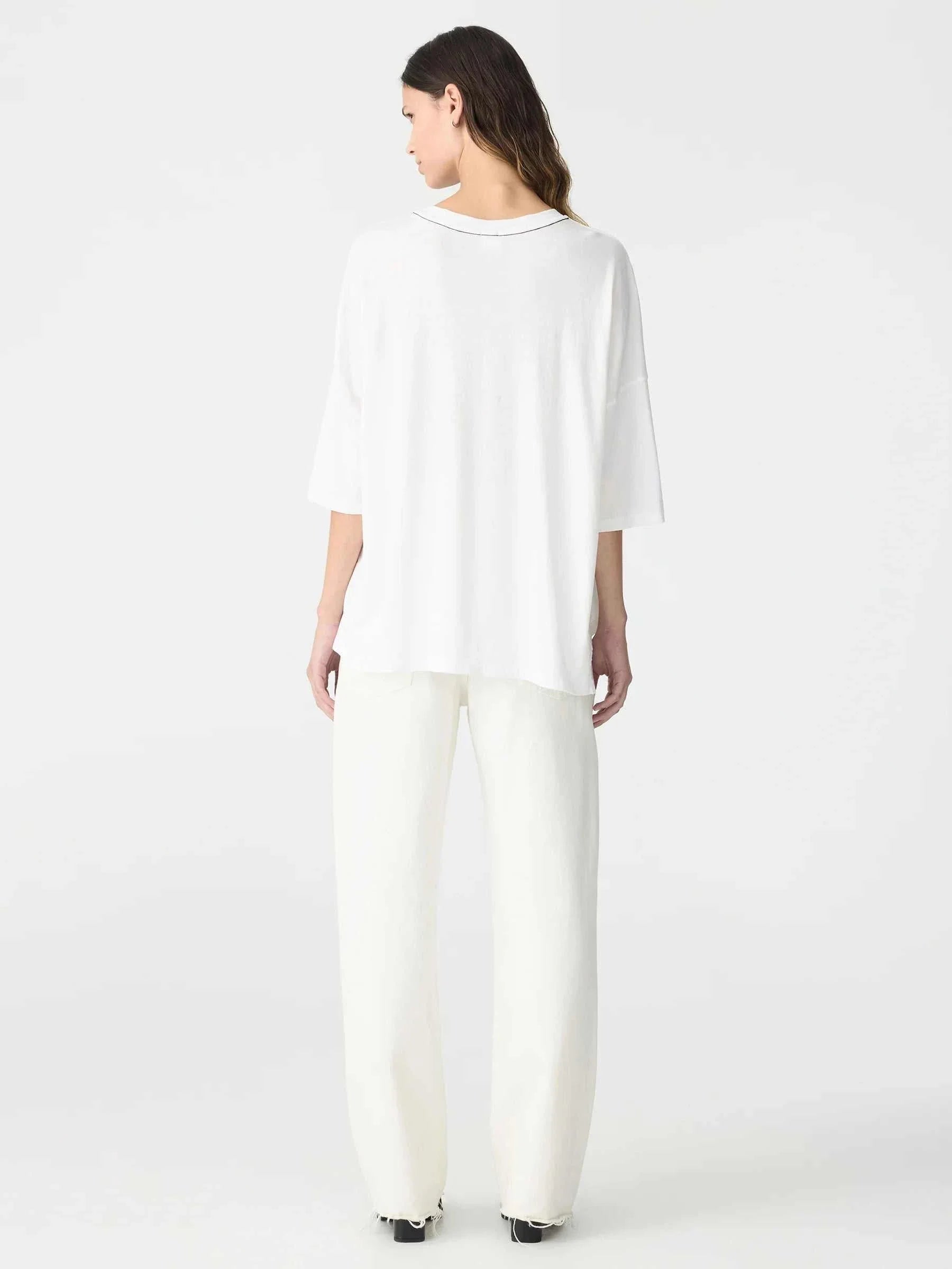 Bassike Slouch Side Step Short Sleeve T/Shirt White