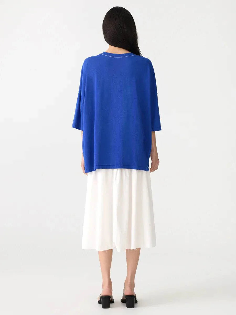 Bassike Slouch Side Side Step T Shirt Cobalt