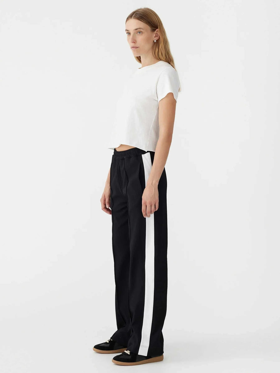 Bassike Twill Stripe Detail Pant Black White