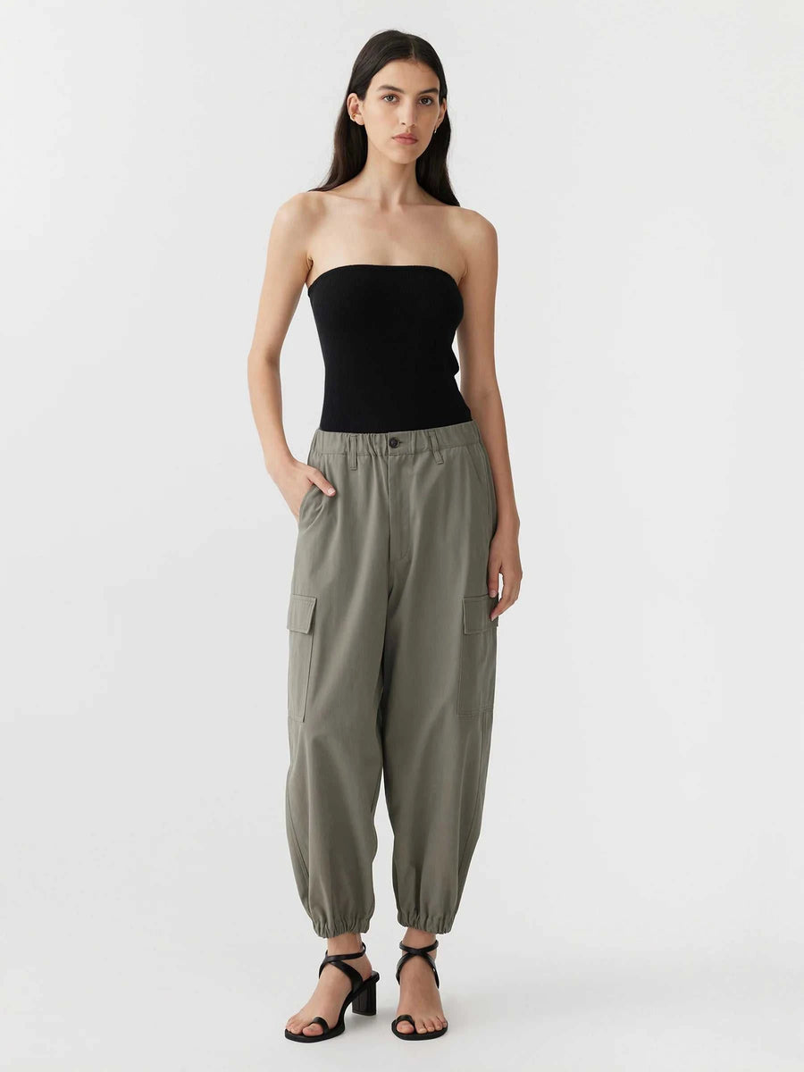 Bassike Cotton Canvas Cargo Pant Smokey Olive