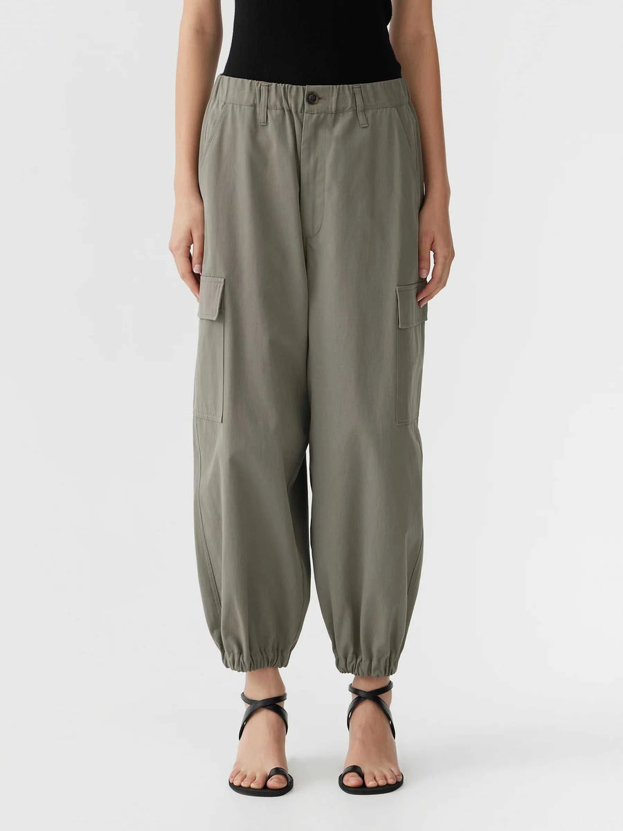 Bassike Cotton Canvas Cargo Pant Smokey Olive