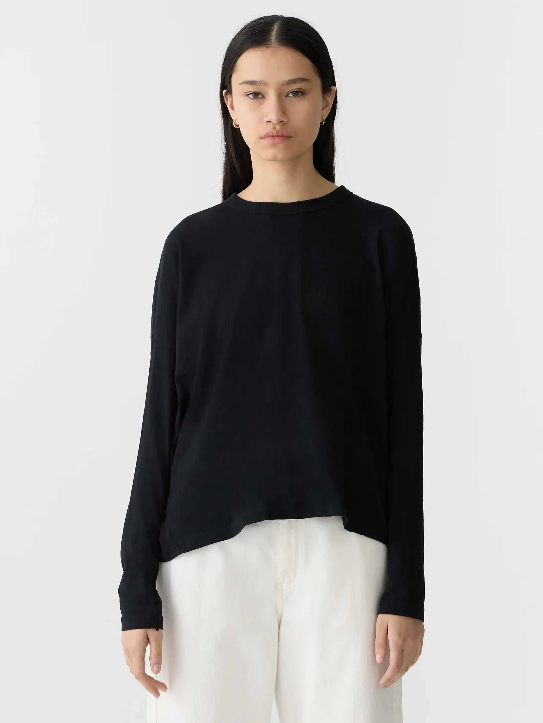 Bassike Circle Long Sleeve T Shirt Black