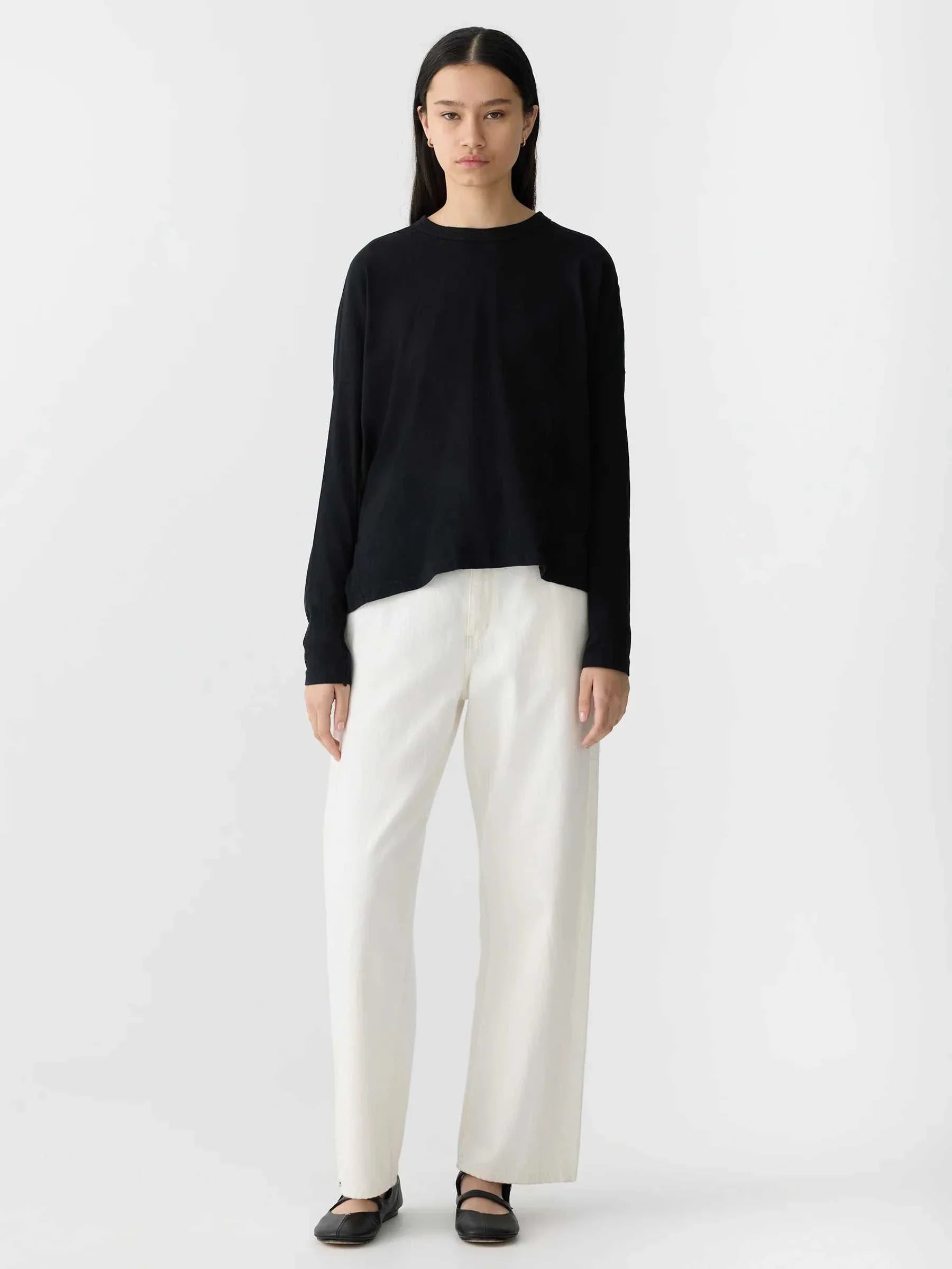 Bassike Circle Long Sleeve T Shirt Black