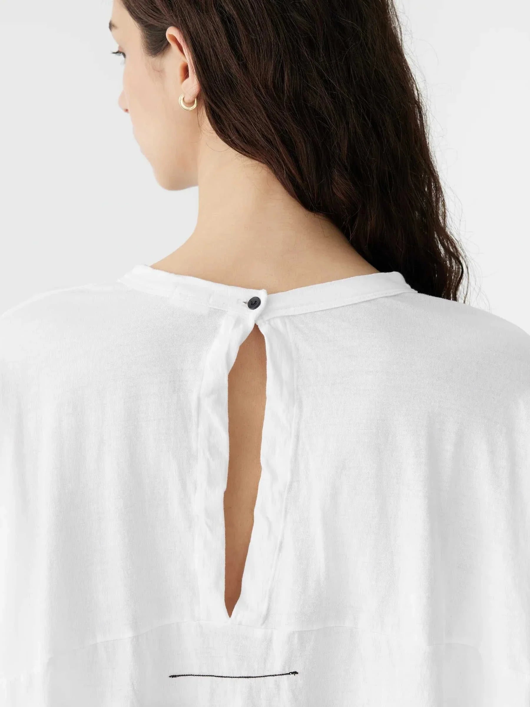 Bassike Circle Long Sleeve T Shirt White