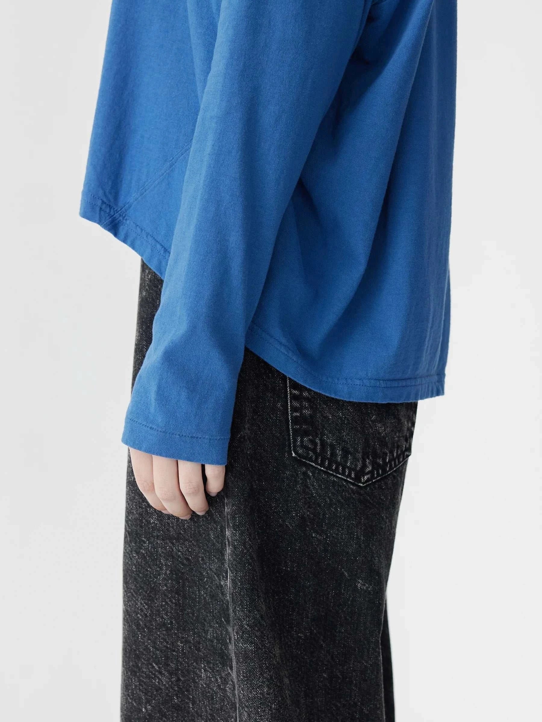 Bassike Circle Long Sleeve T Shirt Marine Blue