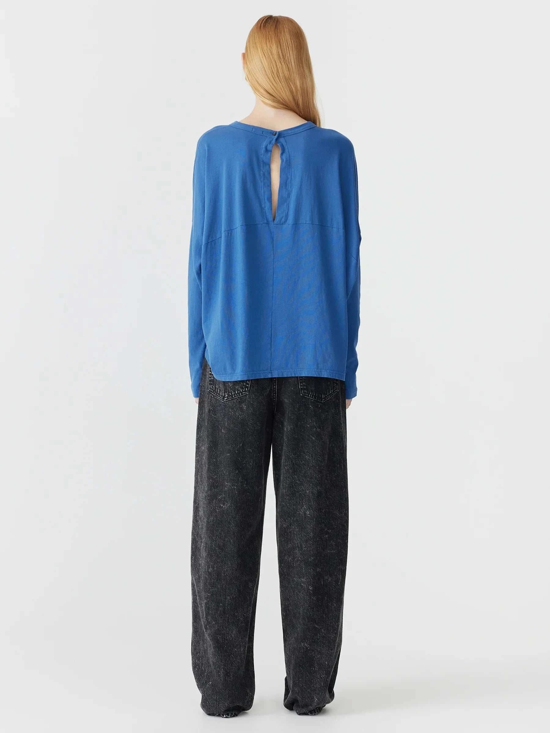 Bassike Circle Long Sleeve T Shirt Marine Blue