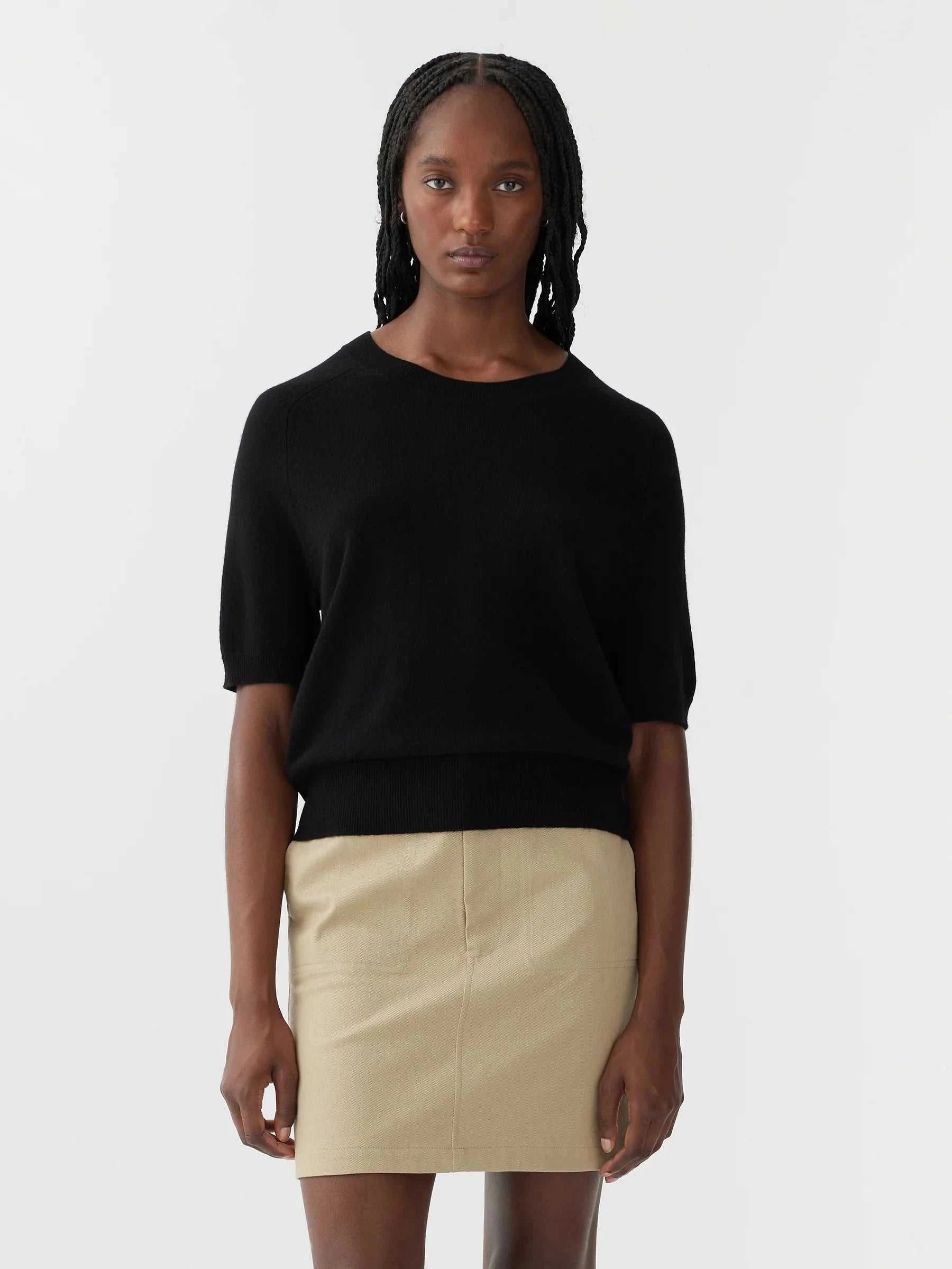 Bassike Wool Cashmere T shirt Knit Black