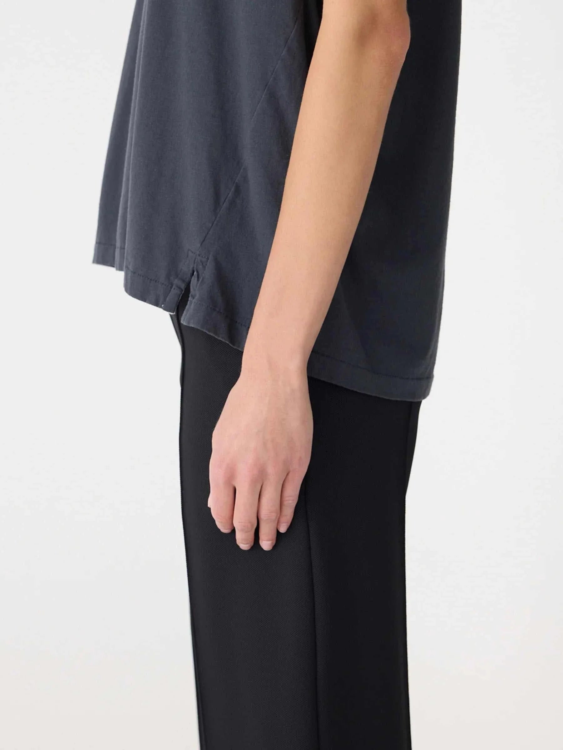 Bassike Fine Bind Scoop Neck Tank Washed Navy