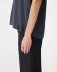 Bassike Fine Bind Scoop Neck Tank Washed Navy