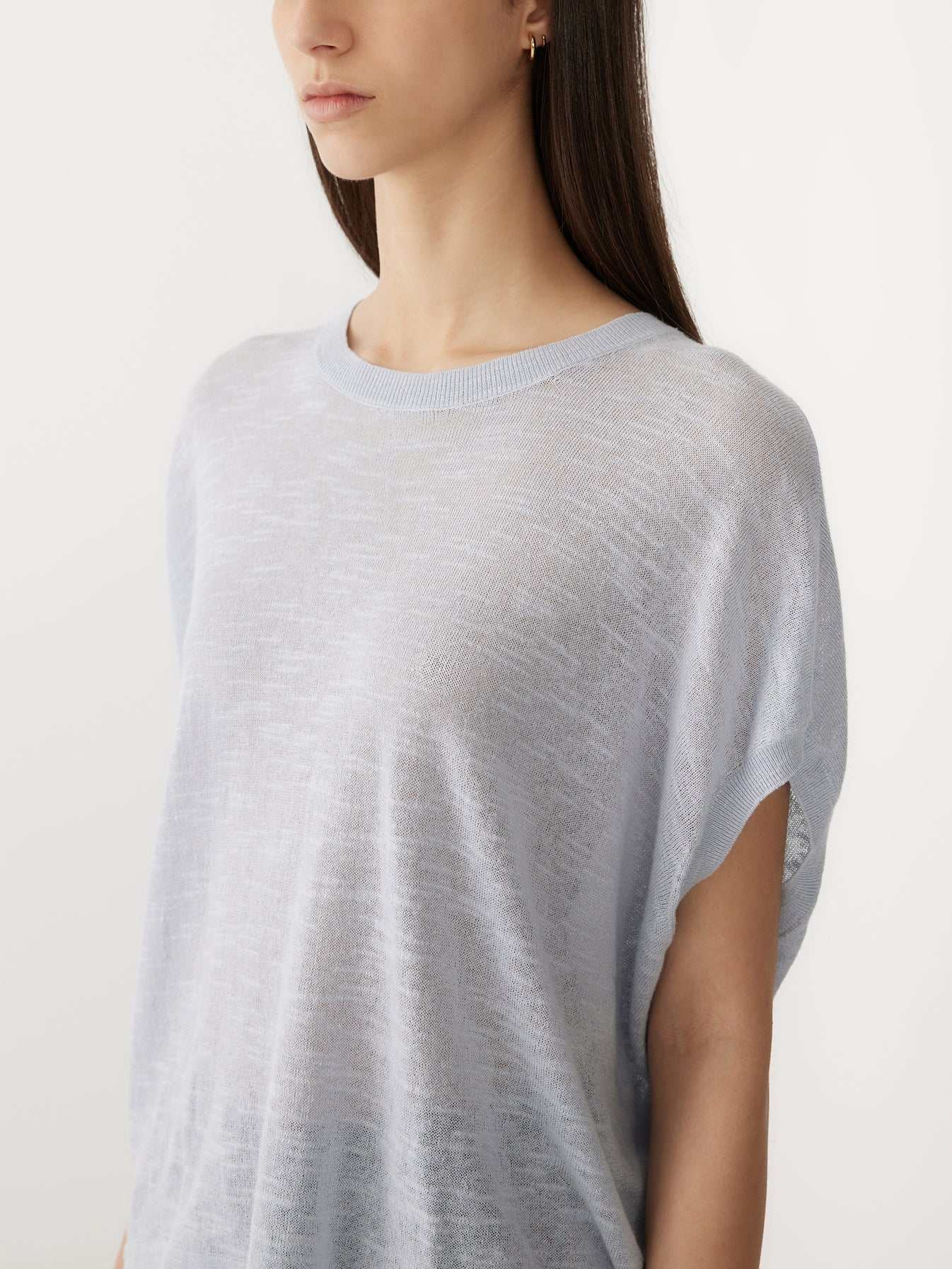 Bassike Cotton Linen Slouch Tank Knit Pale Blue