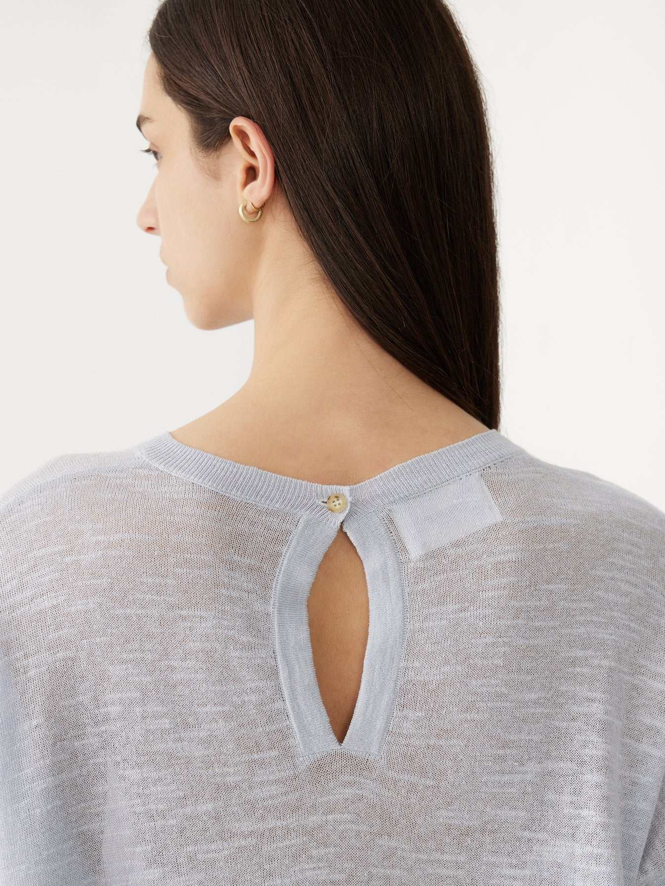 Bassike Cotton Linen Slouch Tank Knit Pale Blue