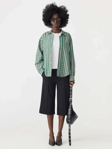 Bassike Oversized Universal Shirt Green Brown Check