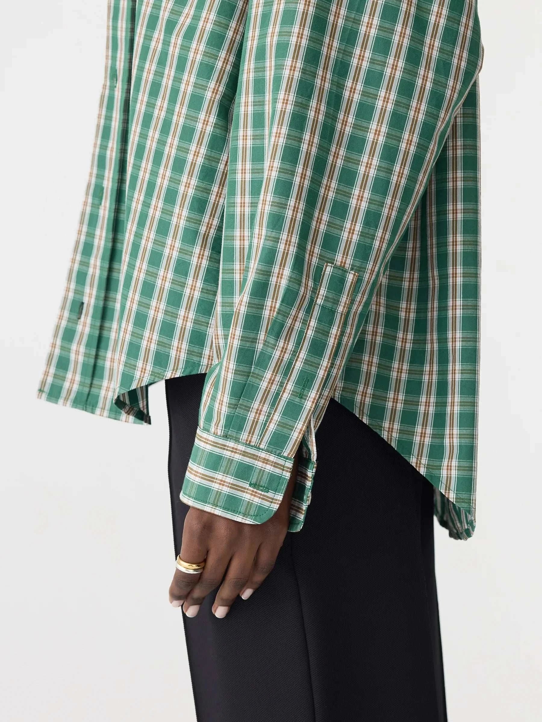 Bassike Oversized Universal Shirt Green Brown Check