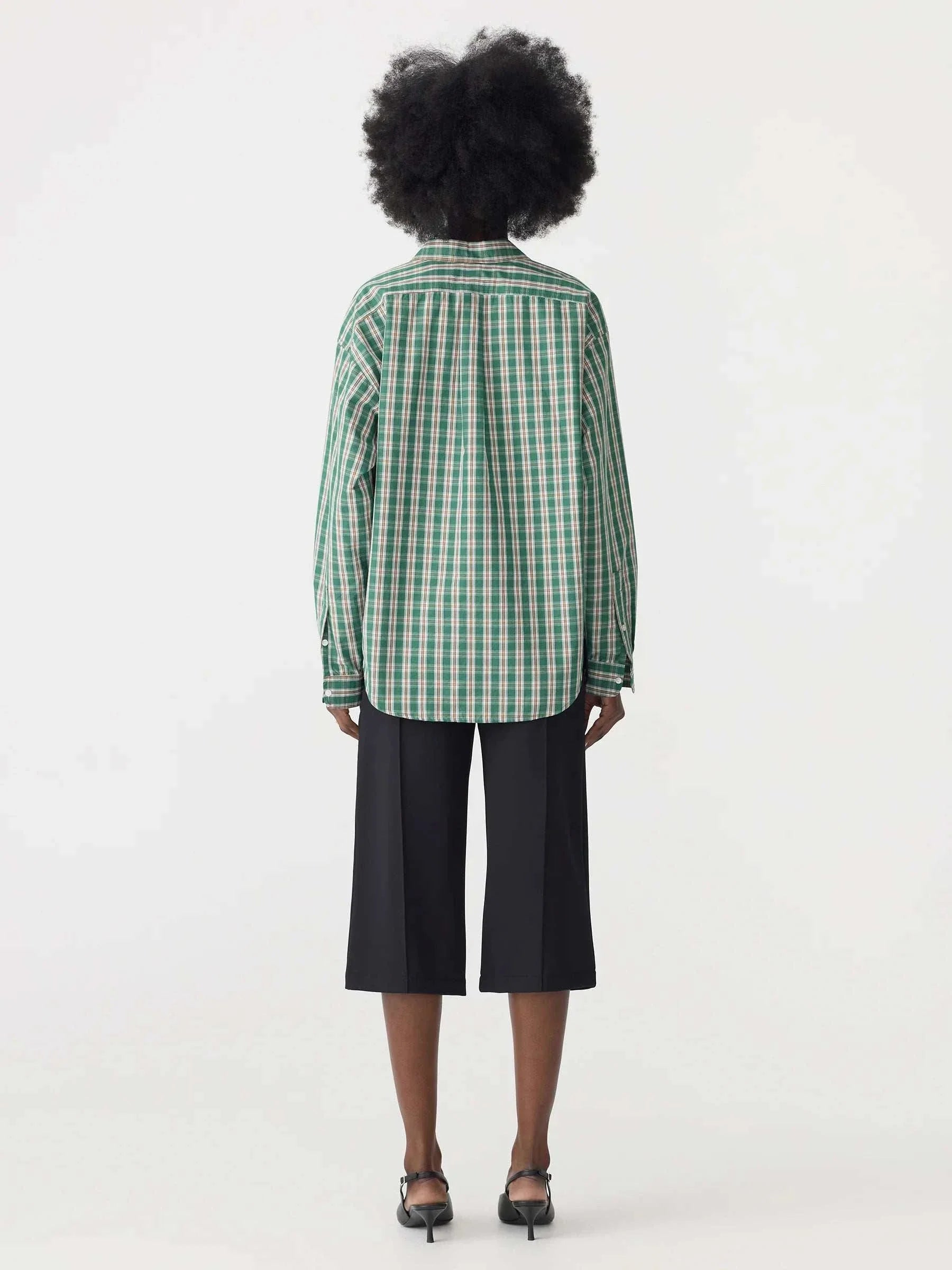 Bassike Oversized Universal Shirt Green Brown Check