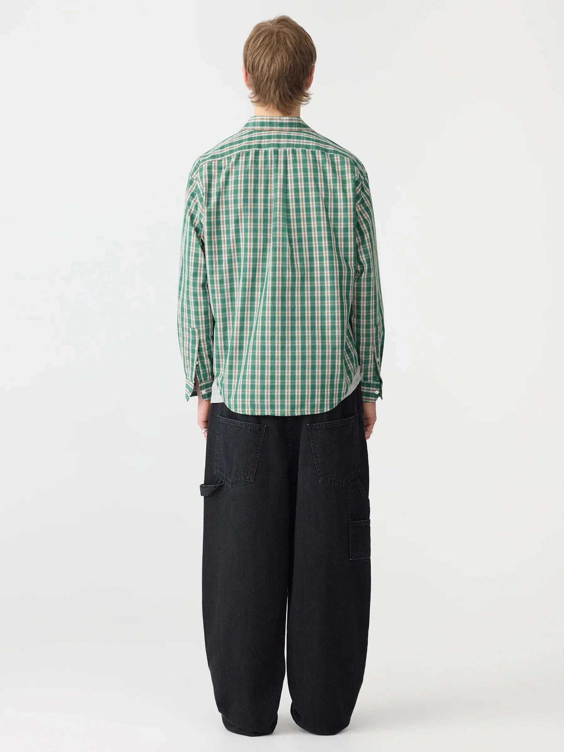 Bassike Oversized Universal Shirt Green Brown Check