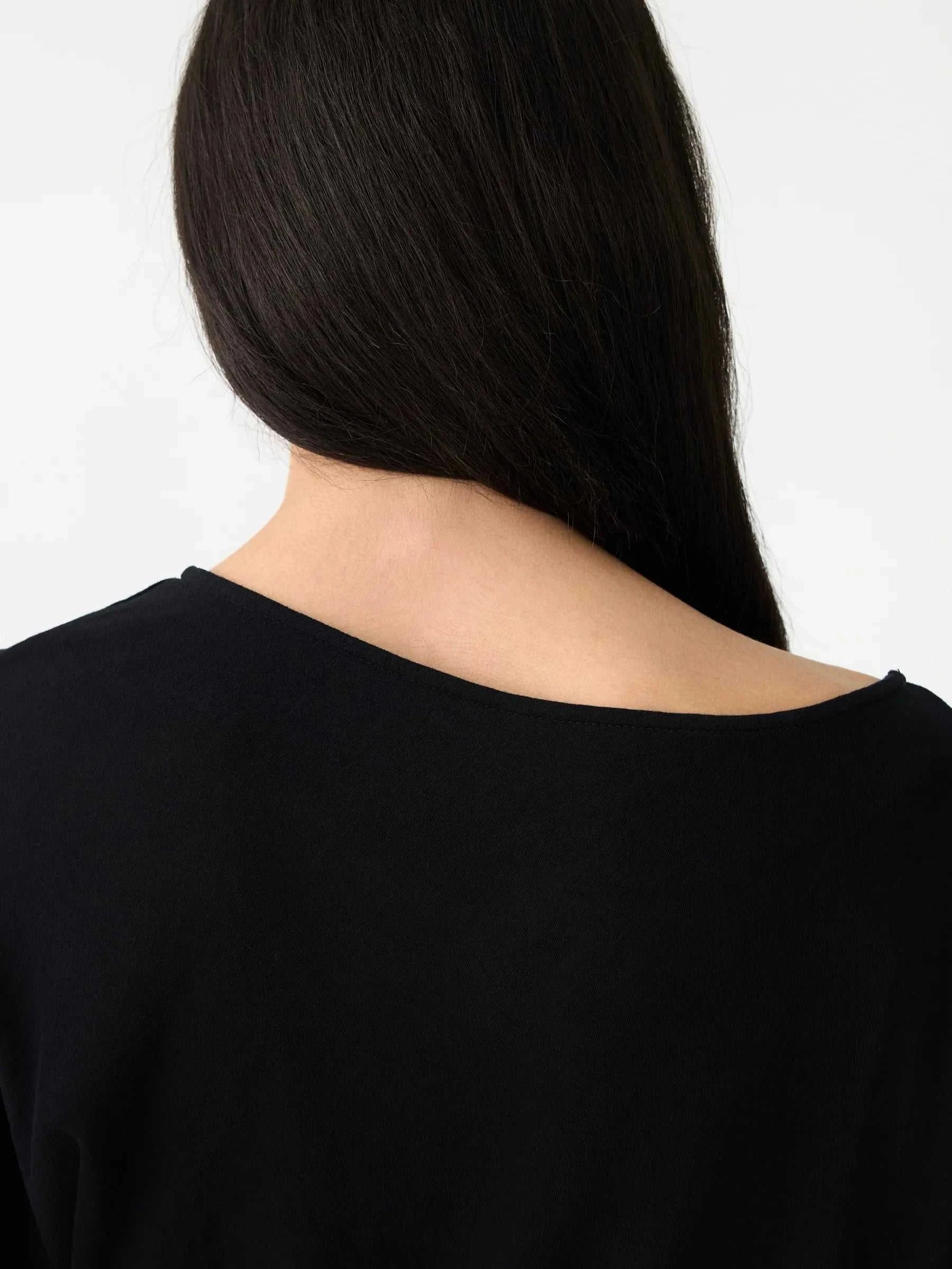 Bassike Asymmetric Sleeve Midi Dress Black