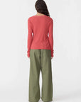 Bassike Sheer Rib L/S T Shirt Heritage Red
