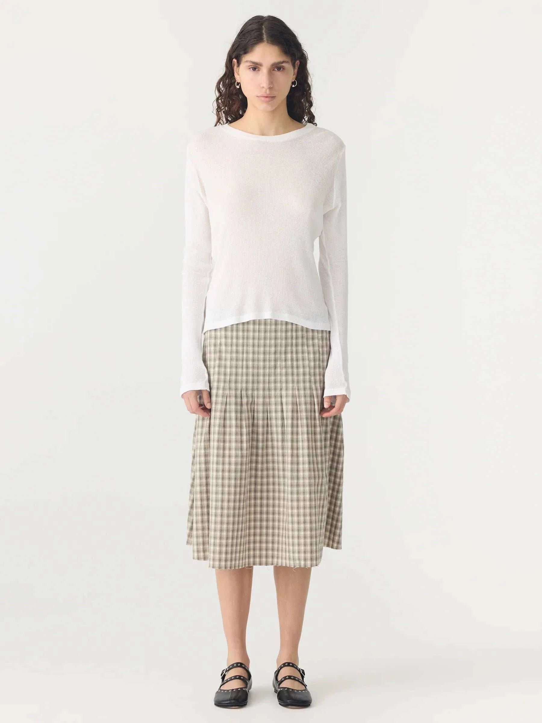 Bassike Sheer Rib L/S T Shirt White