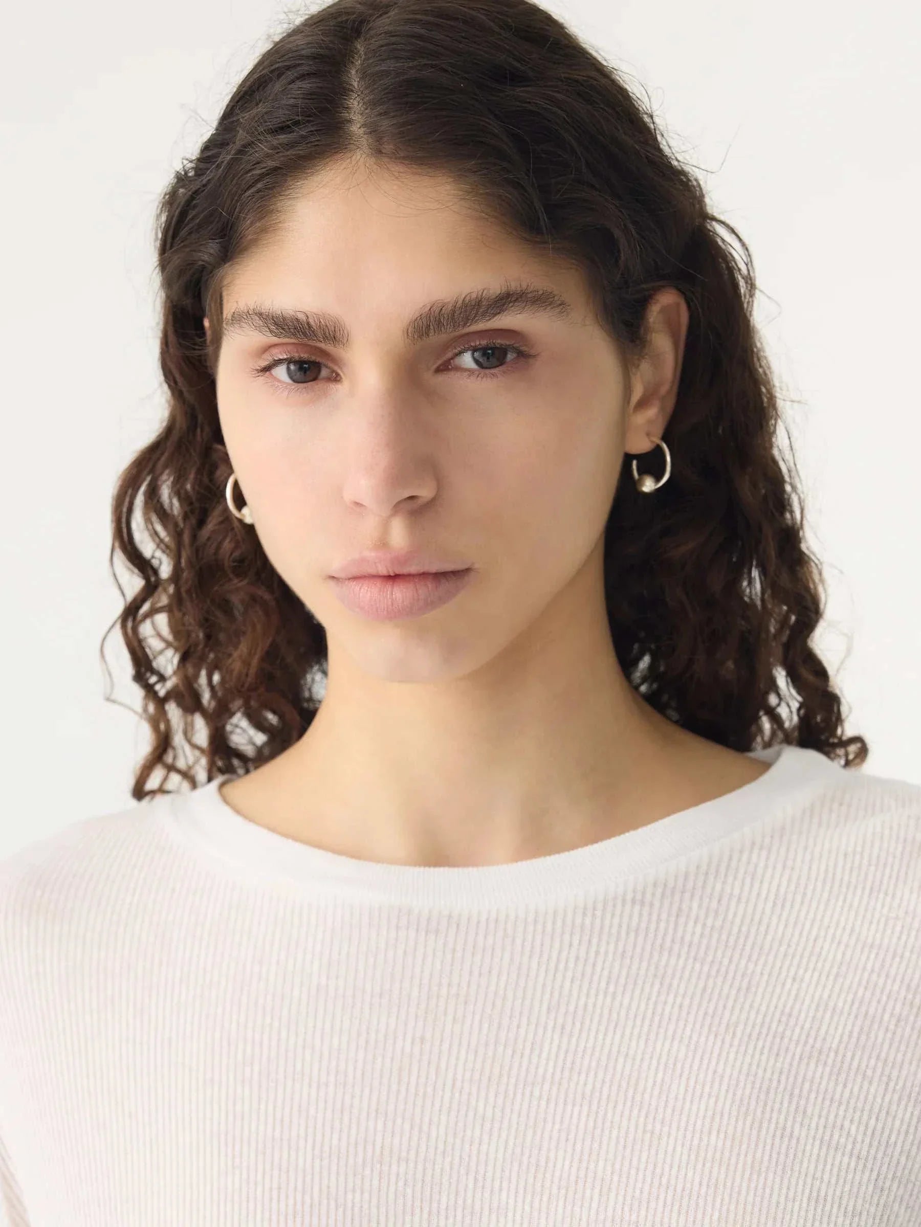 Bassike Sheer Rib L/S T Shirt White