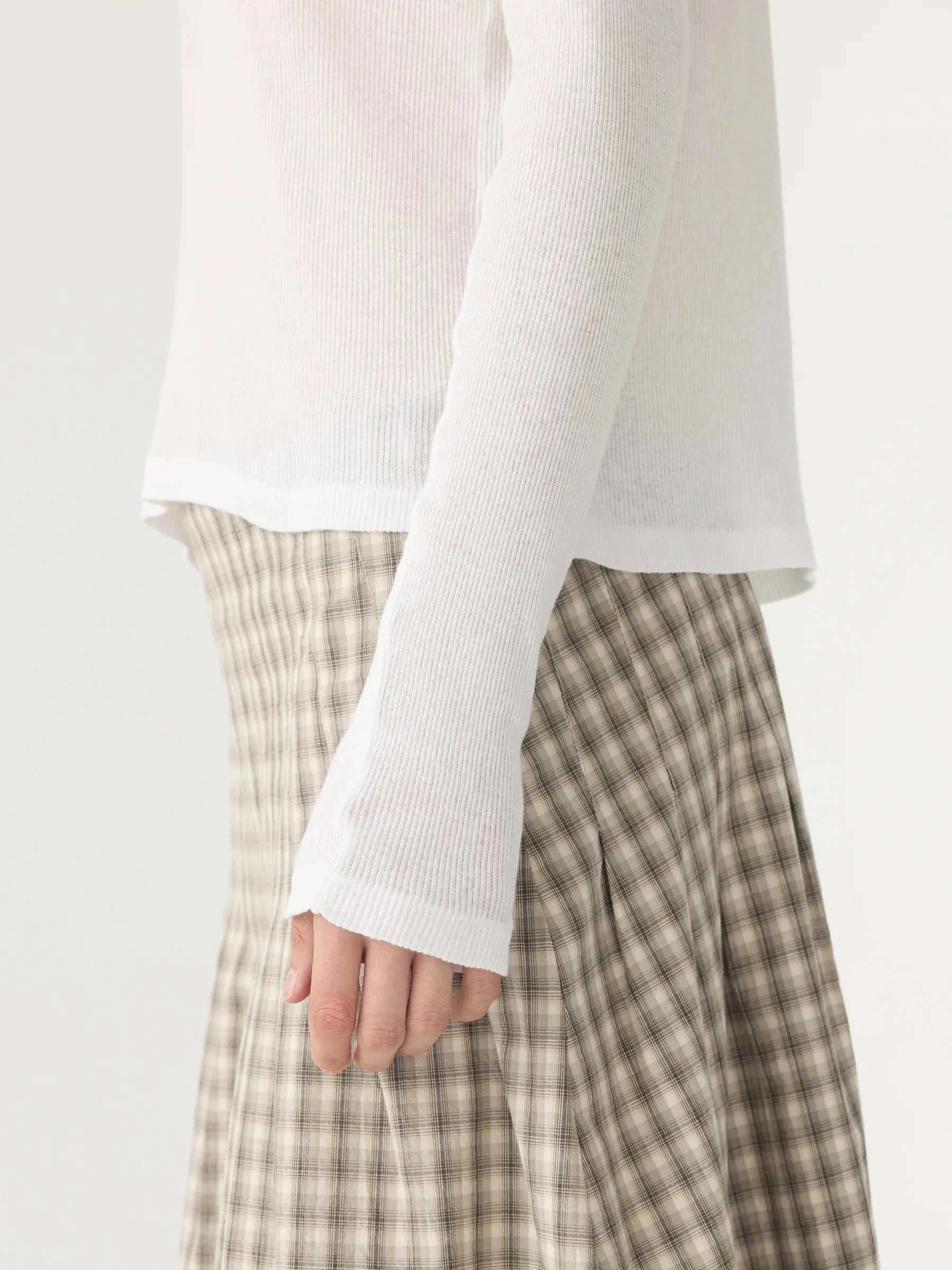 Bassike Sheer Rib L/S T Shirt White