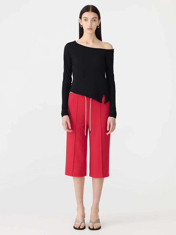 Bassike Off Shoulder Jersey LS Top Black