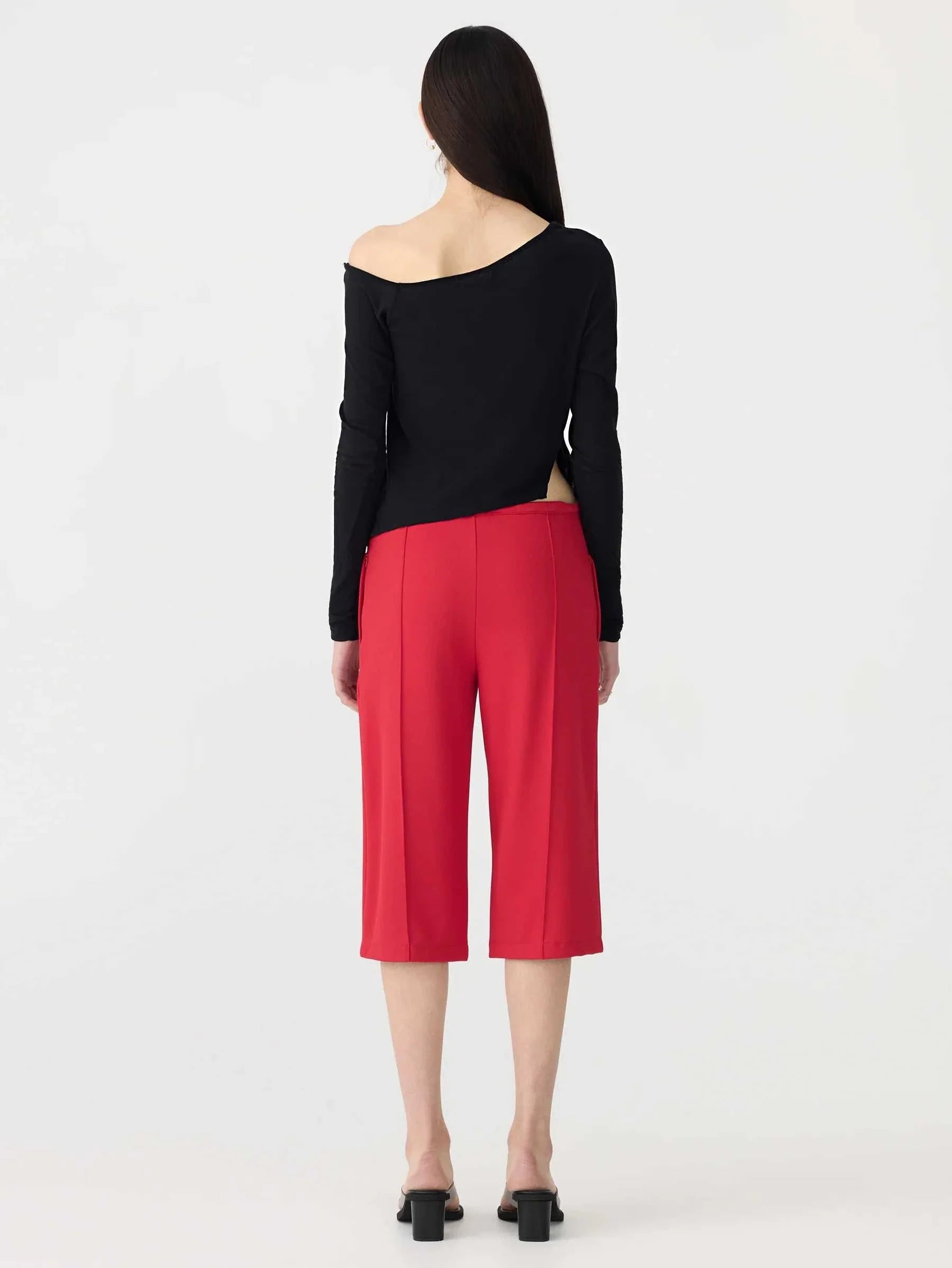Bassike Off Shoulder Jersey LS Top Black
