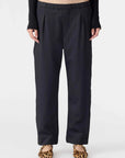 Bassike Twill Pleat Pull On Pant Black