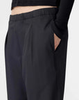 Bassike Twill Pleat Pull On Pant Black